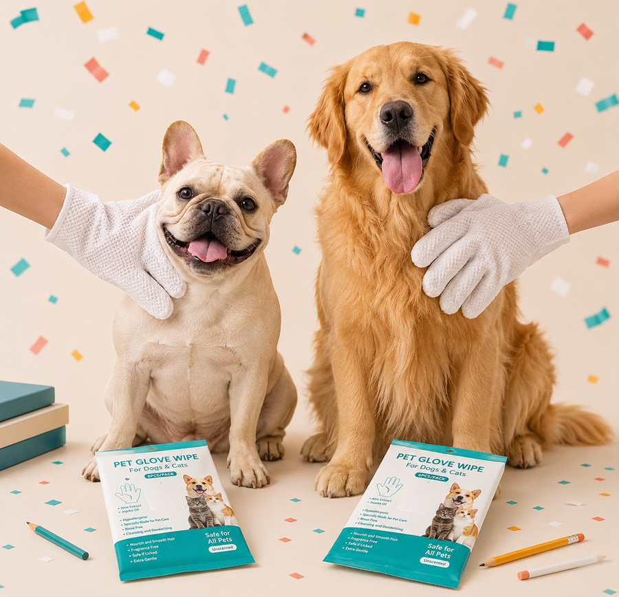Pet Glove Wipe in use